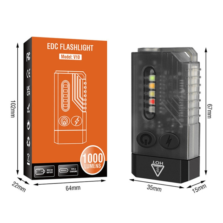 V10 Portachiavi portatile con luce USB ricaricabile Mini torcia luminosa