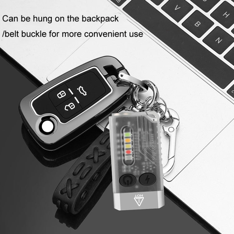 V10 Portachiavi portatile con luce USB ricaricabile Mini torcia luminosa