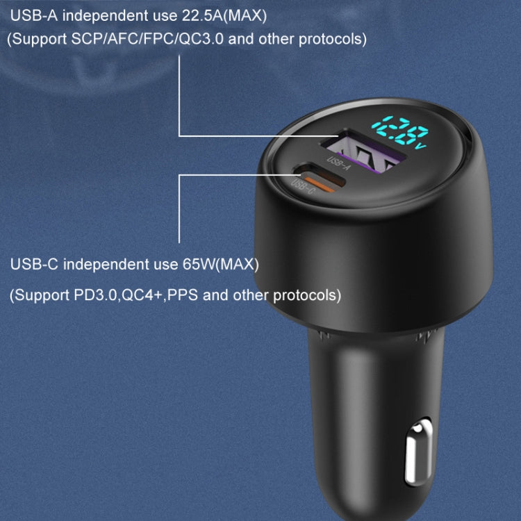 Caricabatterie rapido per auto ad alta potenza A+C a doppia porta da 65 W, accendisigari automatico, S-31