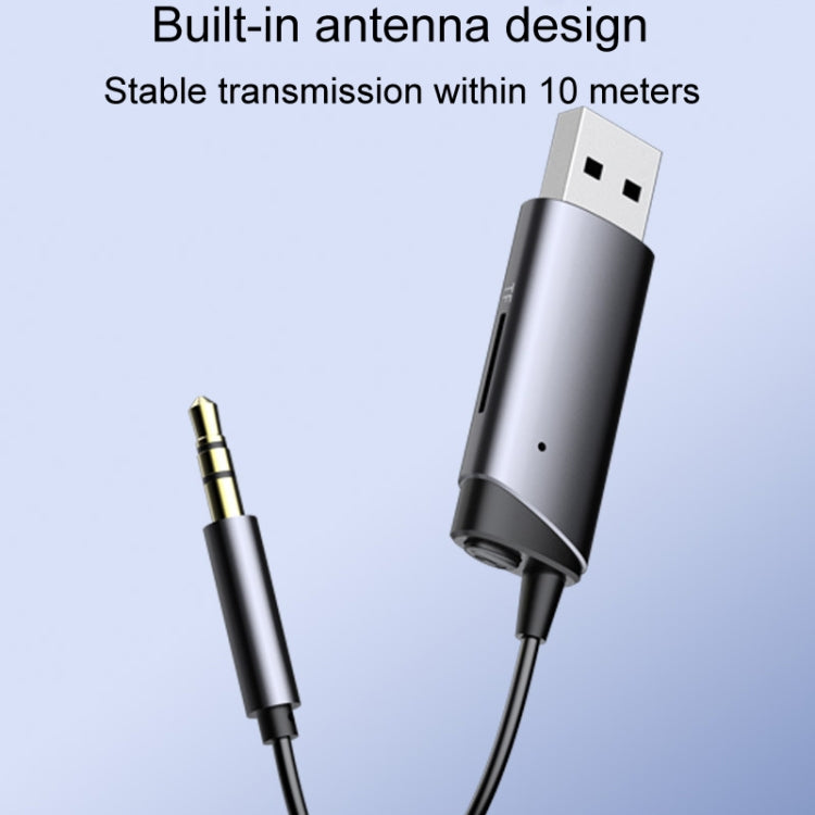 Adattatore ricevitore Bluetooth per auto AUX, connettore per computer cellulare da 3,5 mm con slot per scheda TF