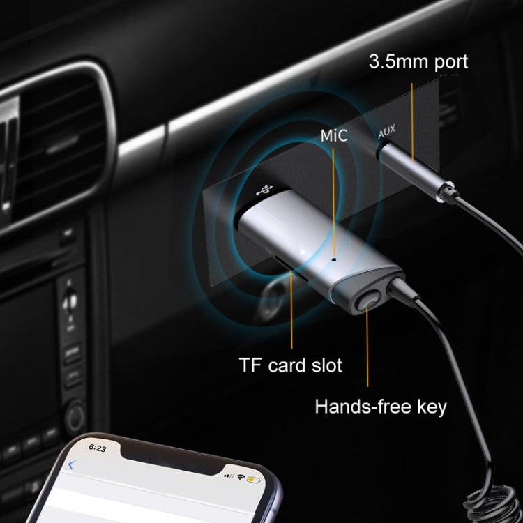 Adattatore ricevitore Bluetooth per auto AUX, connettore per computer cellulare da 3,5 mm con slot per scheda TF