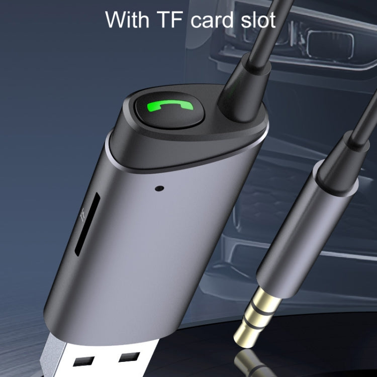 Adattatore ricevitore Bluetooth per auto AUX, connettore per computer cellulare da 3,5 mm con slot per scheda TF