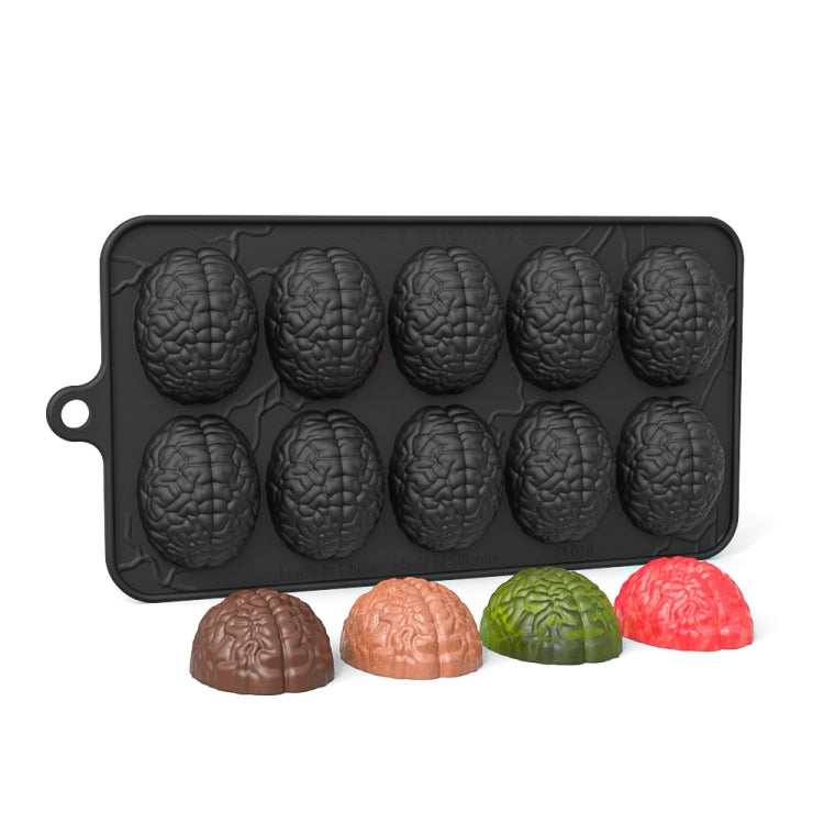 10 griglie stampo per cioccolato di Halloween a forma di cervello stampo per torta di cervello fatto in casa stampo per caramelle morbide fai da te, 10 Grids Brain