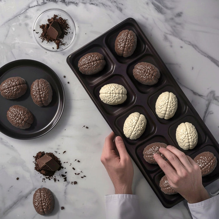 10 griglie stampo per cioccolato di Halloween a forma di cervello stampo per torta di cervello fatto in casa stampo per caramelle morbide fai da te, 10 Grids Brain
