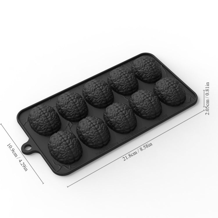 10 griglie stampo per cioccolato di Halloween a forma di cervello stampo per torta di cervello fatto in casa stampo per caramelle morbide fai da te, 10 Grids Brain