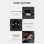 HW28 Smartwatch per chiamate Bluetooth con monitoraggio della salute impermeabile IP67 da 1,39 pollici con pagamento NFC