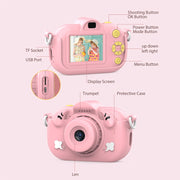 DC501 Fotocamera digitale HD con zoom 4X da 2,0 pollici Mini fotocamera per bambini, Pink, Blue, Yellow, Blue+32G, Yellow+32G
