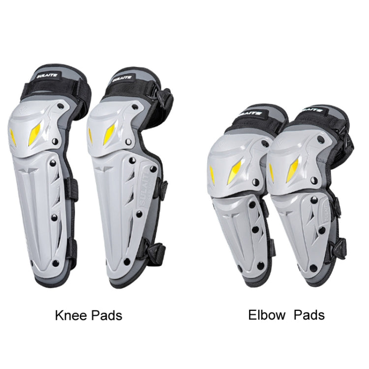 Attrezzatura protettiva traspirante per motociclisti SULAITE per l'esterno, 2pcs /Set Knee Pads Gray, 4pcs /Set Knee Elbow Pads Gray, 2pcs /Set Elbow Pads Gray