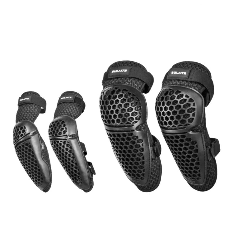 SULAITE Ciclismo Honeycomb Traspirante Dissipazione del Calore Motocicletta Regolabile Equipaggiamento Protettivo, 2pcs /Set Knee Pads, 2pcs /Set Elbow Pads, 4pcs /Set Knee Elbow Pads