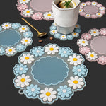 Tappetino isolante per tavolo da cucina, resistente alle alte temperature, per sottobicchieri Daisy, Pink Small, Blue Small, Pink Medium, Blue Medium, Pink Large, Blue Large