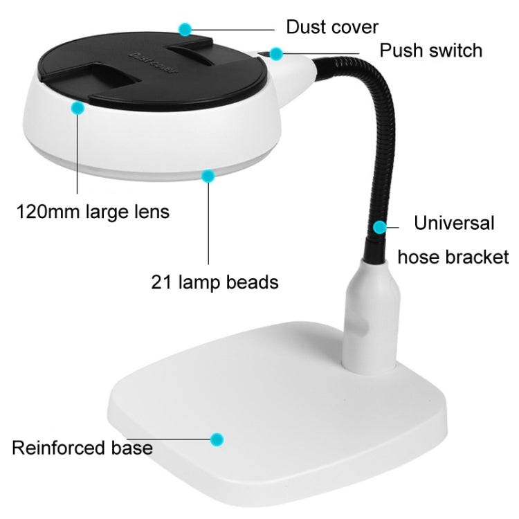 Lente d'ingrandimento da tavolo 10X con 21 luci LED