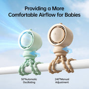 Ventilatore per passeggino JisuLife Life2S Ventilatore per passeggino ad alta velocità con risparmio energetico Mini ventilatore Octopus senza pale con testa oscillante Ventilatore purificatore dell'aria, Life2S