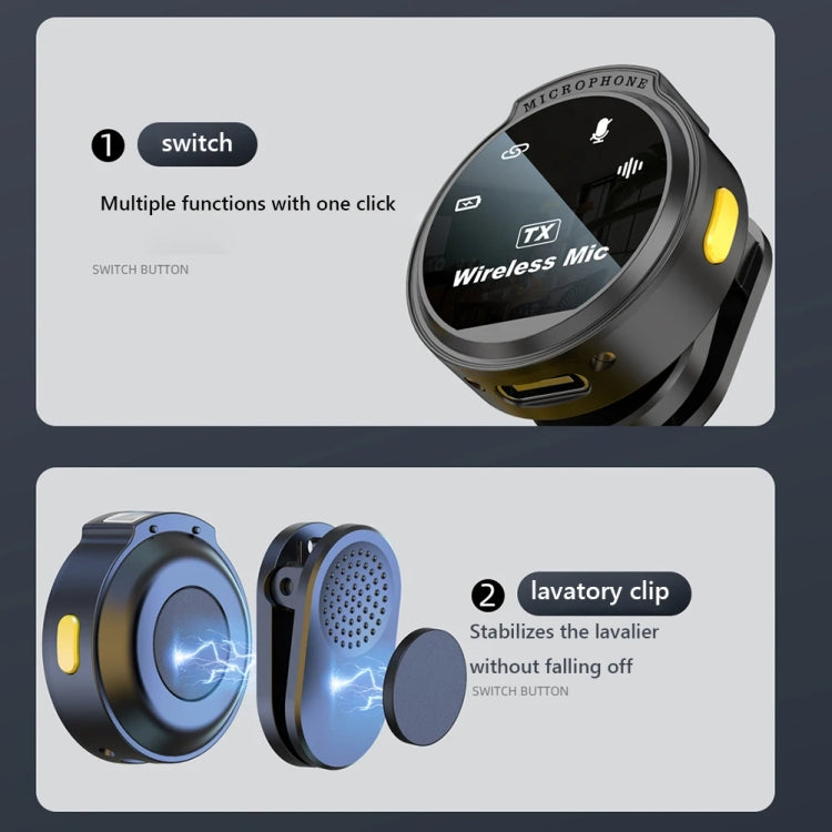 Microfono wireless magnetico con riduzione rumore e display