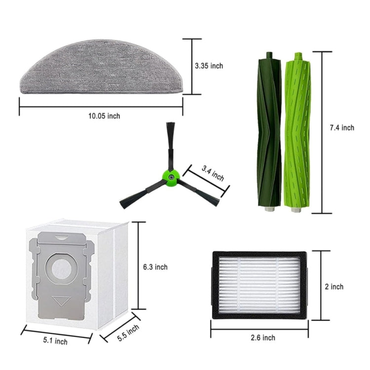 Per iRobot Roomba Combo i5 / i5+ / j5 / j5+ Robot Aspirapolvere e Lavapavimenti Parti di Ricambio, Kit, Main Brush, Filter, 2pcs Edge Brush, Dust Bag, Mop Pad