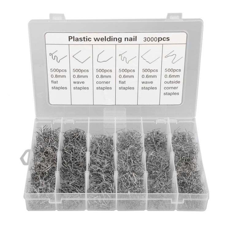Riparazione di paraurti auto rotto con chiodi in filo di saldatura, 600pcs /Set, 1200pcs /Set, 1500pcs /Set, 1800pcs /Set, 3000pcs /Set