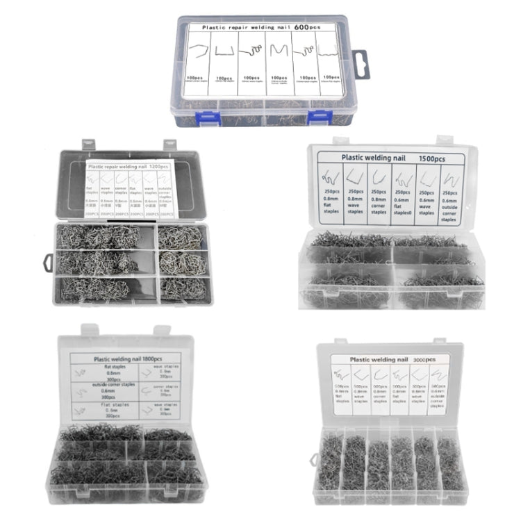 Riparazione di paraurti auto rotto con chiodi in filo di saldatura, 600pcs /Set, 1200pcs /Set, 1500pcs /Set, 1800pcs /Set, 3000pcs /Set