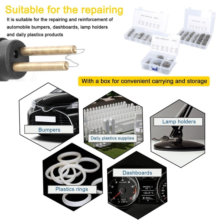 Riparazione di paraurti auto rotto con chiodi in filo di saldatura, 600pcs /Set, 1200pcs /Set, 1500pcs /Set, 1800pcs /Set, 3000pcs /Set