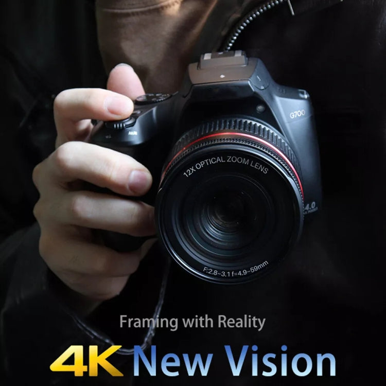 Videocamera digitale WiFi G700 4K / 64MP Schermo IPS da 3,0 pollici Zoom ottico 12X, G700