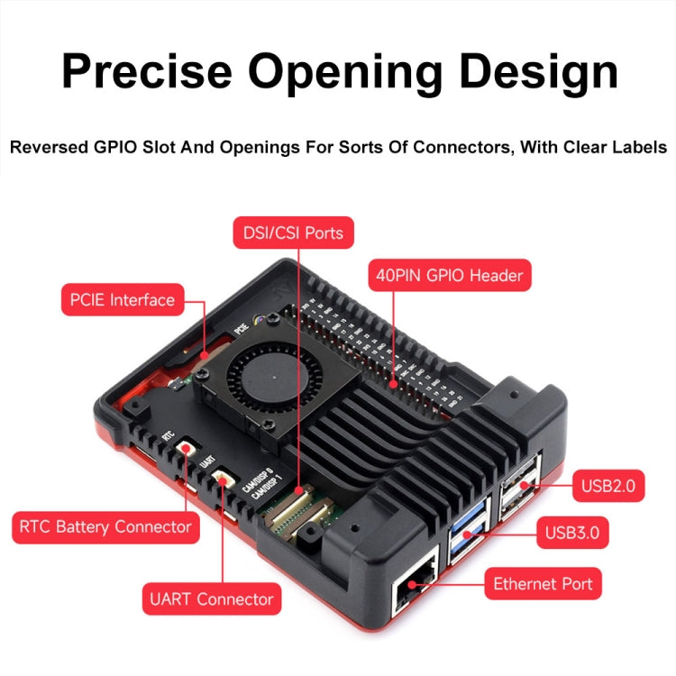 Waveshare 26587 per Raspberry Pi 5 Argon Neo Custodia in lega di alluminio, Standard, M.2 Upgraded