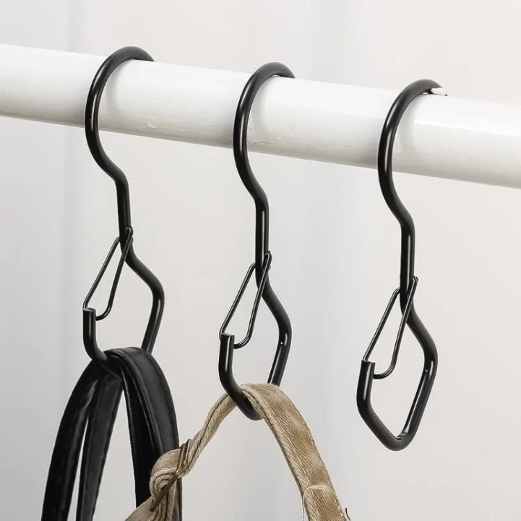 2 ganci a S per uso domestico per appendere ganci antivento in metallo con fibbia di sicurezza, Black, White