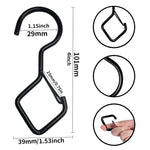 2 ganci a S per uso domestico per appendere ganci antivento in metallo con fibbia di sicurezza, Black, White