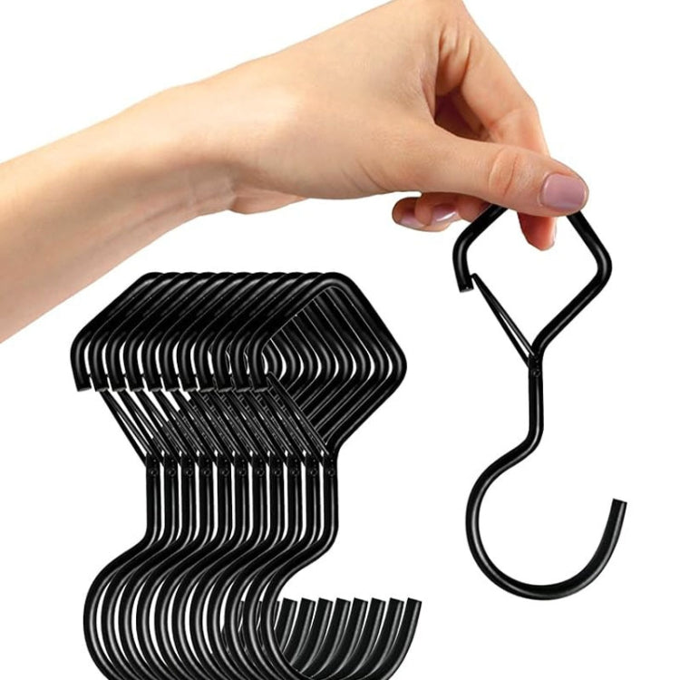 2 ganci a S per uso domestico per appendere ganci antivento in metallo con fibbia di sicurezza, Black, White