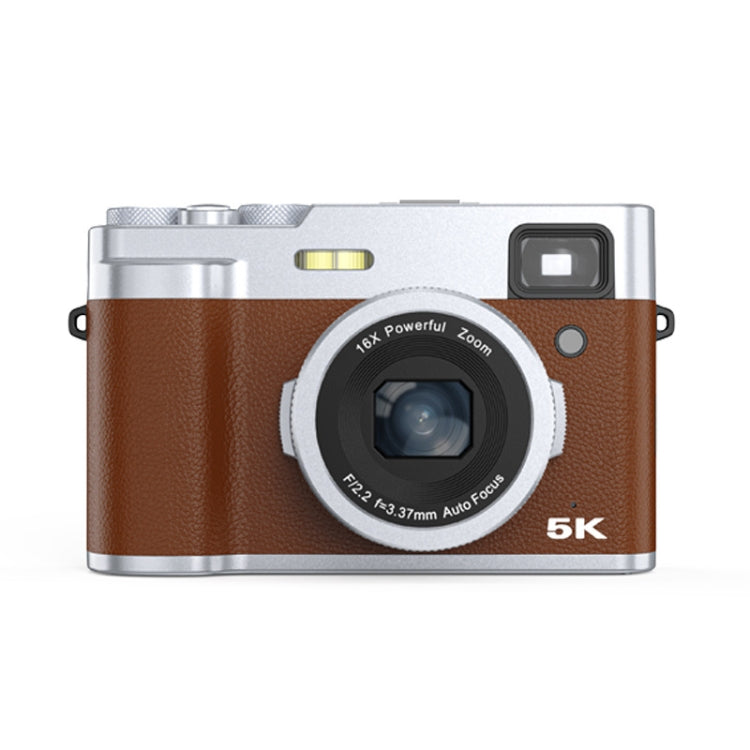 DC203 5K/30FPS Schermo da 2,8 pollici 16X Doppia fotocamera anteriore e posteriore HD Digital Camera, Black, Brown