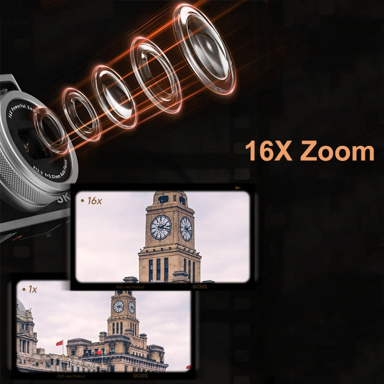 DC203 5K/30FPS Schermo da 2,8 pollici 16X Doppia fotocamera anteriore e posteriore HD Digital Camera, Black, Brown