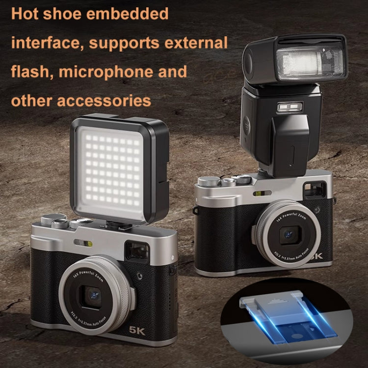 DC203 5K/30FPS Schermo da 2,8 pollici 16X Doppia fotocamera anteriore e posteriore HD Digital Camera, Black, Brown