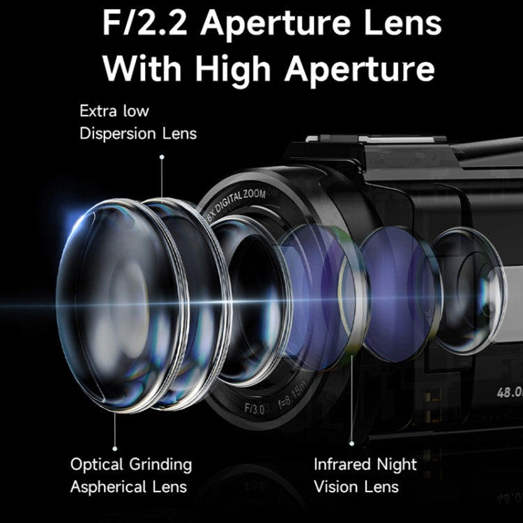HDV-255K 5K/30FPS 16X Zoom Sport all'aria aperta HD Telecamera digitale anti-vibrazione elettronica, EU Plug, US Plug, UK Plug