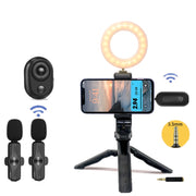 Microfono Lavalier Wireless con Ricevitore 3,5 mm e Luce 9"