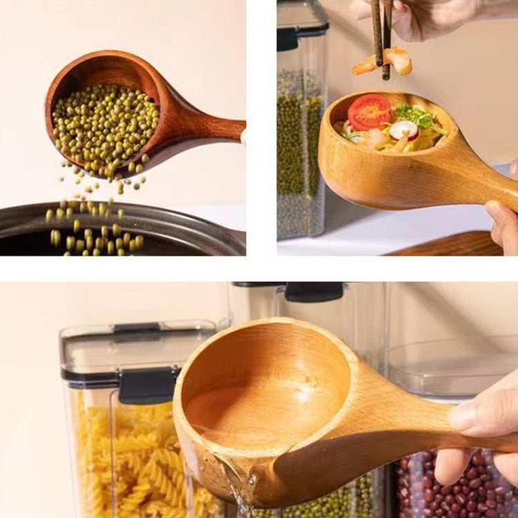 Cucchiaio da minestra grande con manico lungo in legno per uso domestico, cucchiaio per mangiare i noodle, cucchiaio per acqua, Tanoak (Old Lacquer Color), Tanoak (Original Color), Beech, Acacia