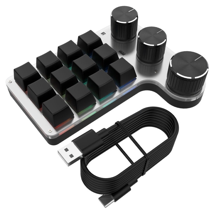 Tastiera di programmazione con disegno personalizzato a 3 manopole cablate a 12 tasti con modulazione del volume, 12 Keys+3 Knobs
