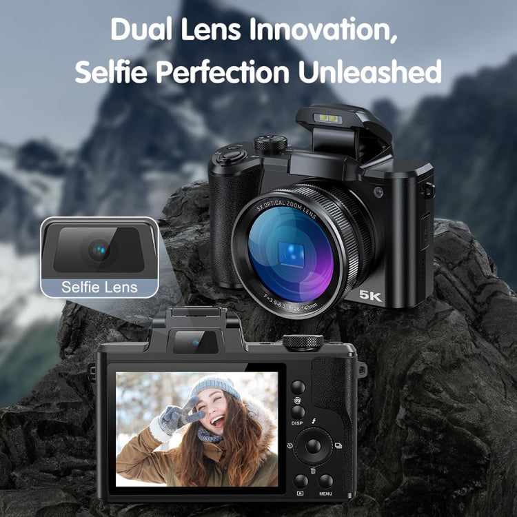 DC206X 5K/30FPS 3,2 pollici Zoom ottico 5X Telecamera digitale HD anteriore e posteriore a doppia fotocamera, EU Plug, US Plug, UK Plug