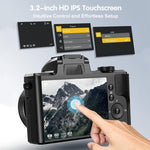 Telecamera digitale HD 5K doppia fotocamera 3,2 pollici