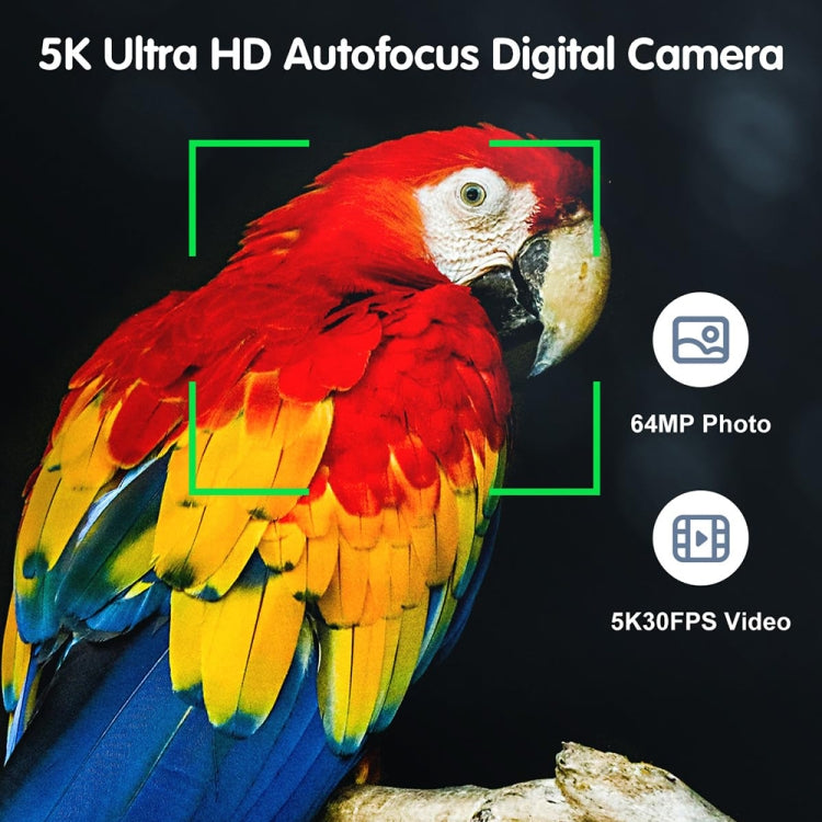 DC206X 5K/30FPS 3,2 pollici Zoom ottico 5X Telecamera digitale HD anteriore e posteriore a doppia fotocamera, EU Plug, US Plug, UK Plug