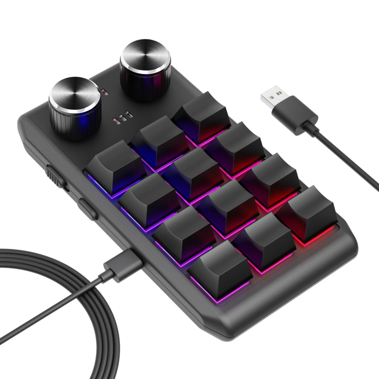12 tasti cablati con luci RGB Tasti di scelta rapida per tastiera da ufficio personalizzati Controllo del volume audio del computer, 12 Keys+2 Knobs