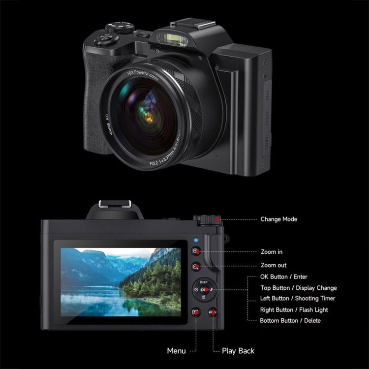 DC-201S 5K/30FPS 3,5 pollici 16X sei assi anti-vibrazione HD Digital Camera con obiettivo UV, EU Plug, US Plug, UK Plug
