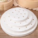 100 pezzi di carta per cottura a vapore antiaderente rotonda monouso per uso alimentare, panini perforati, cuscinetti per cottura a vapore, 7.6cm, 8.89cm, 10.16cm, 11.4cm, 12.7cm, 14cm, 16.5cm