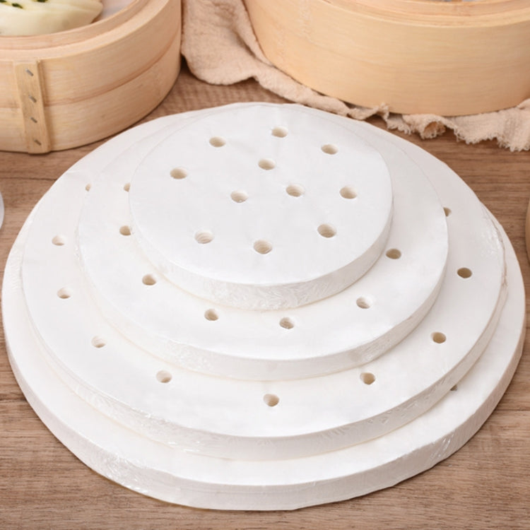 100 pezzi di carta per cottura a vapore antiaderente rotonda monouso per uso alimentare, panini perforati, cuscinetti per cottura a vapore, 7.6cm, 8.89cm, 10.16cm, 11.4cm, 12.7cm, 14cm, 16.5cm