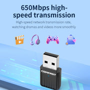 Ricevitore WIFI scheda di rete wireless USB COMFAST CF-WU811AC V3 5G Dual Band 650Mbps, CF-WU811AC V3