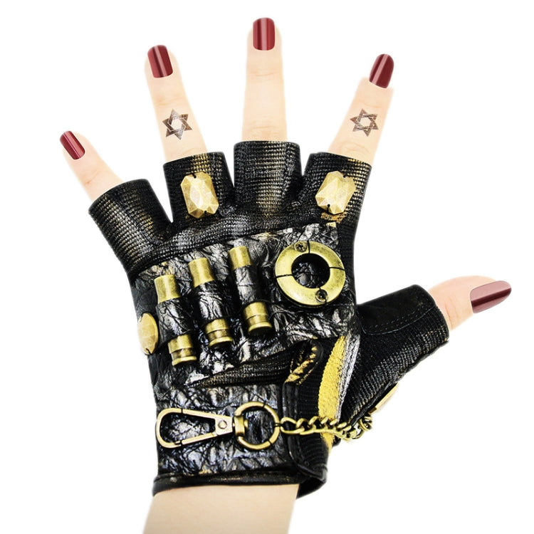 Guanti da motociclista punk a mezze dita Accessori di Halloween, S, M, L, XL