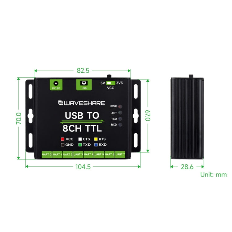 Convertitore di modulo di comunicazione seriale USB-TTL UART industriale Waveshare 27076, 27076