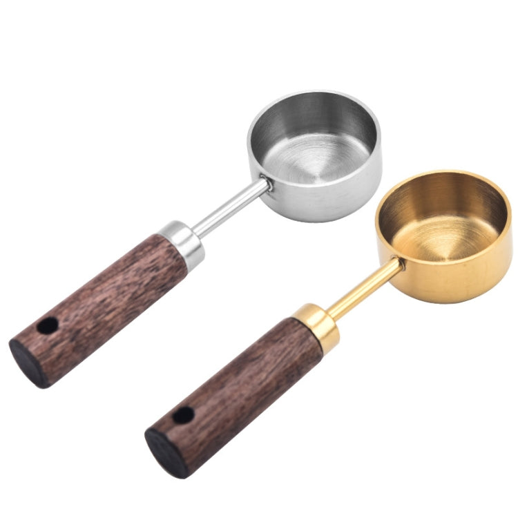 Cucchiaio dosatore in acciaio inossidabile con manico in legno da 15 ml Cucchiaio per caffè in polvere Cucchiaio per latte in polvere, Silver, Gold