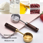 Cucchiaio dosatore in acciaio inossidabile con manico in legno da 15 ml Cucchiaio per caffè in polvere Cucchiaio per latte in polvere, Silver, Gold