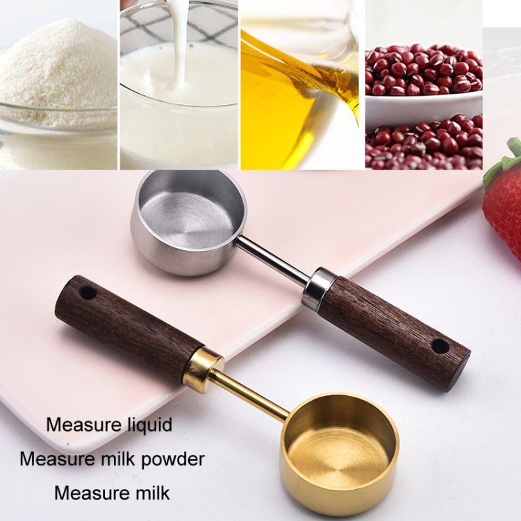 Cucchiaio dosatore in acciaio inossidabile con manico in legno da 15 ml Cucchiaio per caffè in polvere Cucchiaio per latte in polvere, Silver, Gold