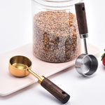 Cucchiaio dosatore in acciaio inossidabile con manico in legno da 15 ml Cucchiaio per caffè in polvere Cucchiaio per latte in polvere, Silver, Gold
