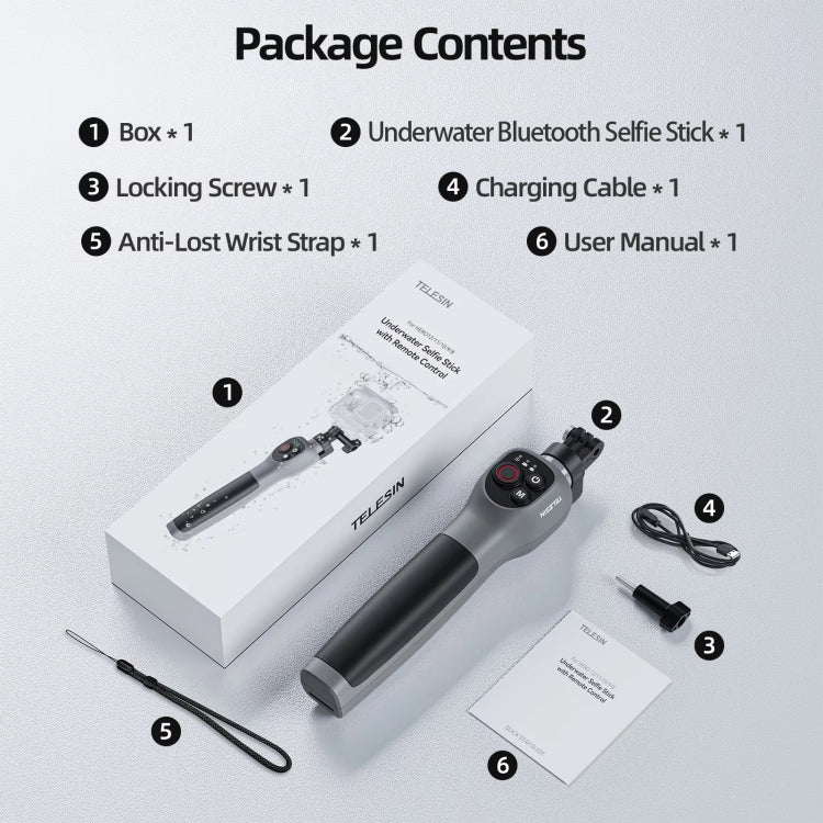 TELESIN Selfie Stick subacqueo 0,85 m per GoPro
