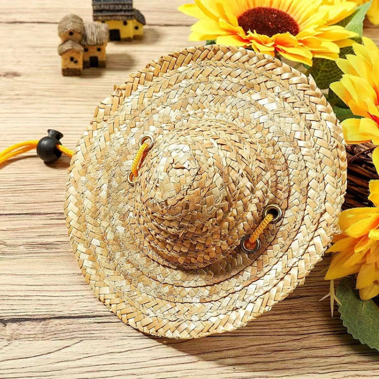 Mini cappello di paglia per animali domestici, cappello con visiera parasole per festa di compleanno di cani e gatti, S 10cm, M 13cm, L 16cm, XL 20cm