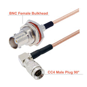 CC4 Maschio Gomito a BNC Passante Parete Impermeabile Connettore Femmina Cavo RG179 Coassiale RF Cavo, 20cm, 30cm, 50cm, 100cm